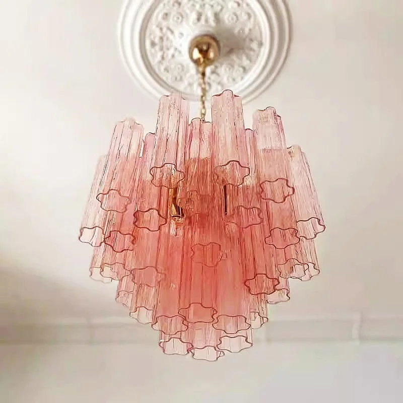 Round White Glass Pendant Light For Living Room Villa Plum Blossom Tube Glass Chandelier Luxury Murano Colorful Hanging Lamp