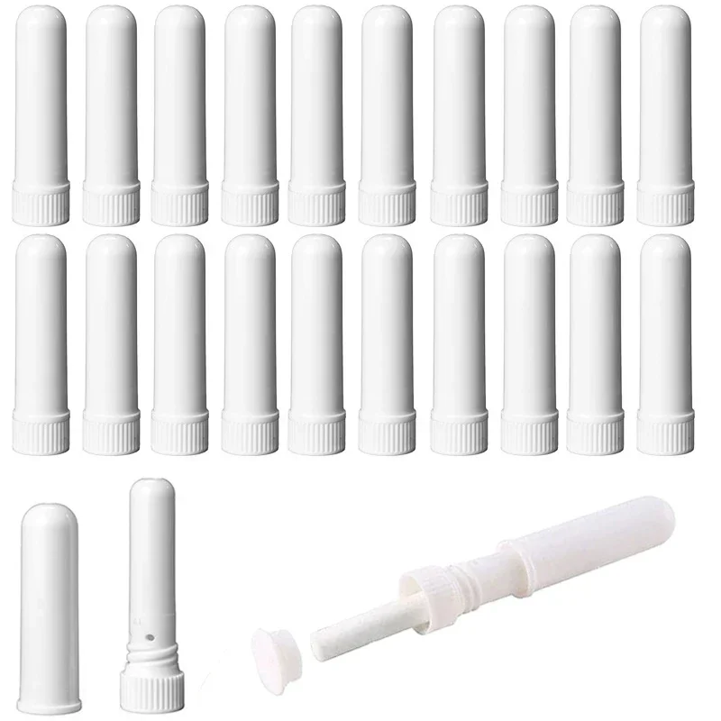 100Pcs Portable Empty Nasal Inhaler Tubes Blank Perfume Nasal Inhaler Container w/ Cotton Wicks For Essential Oil Aromatherapy