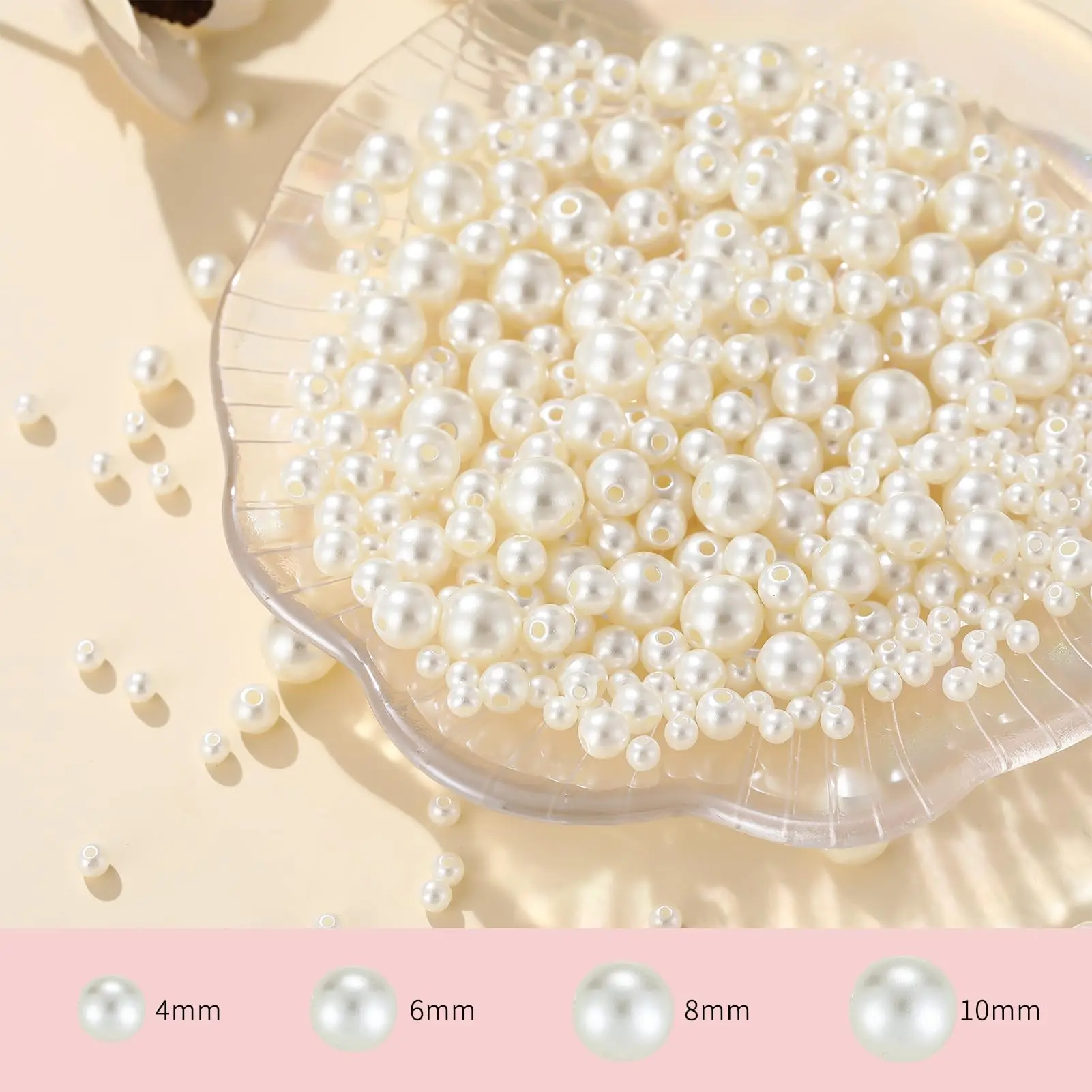 3000 Beads for Jewelry Making, Packed in 4 Boxes, with Diameters of 4/6/8/10 Mm, Suitable for Making Necklaces and Earrings.
