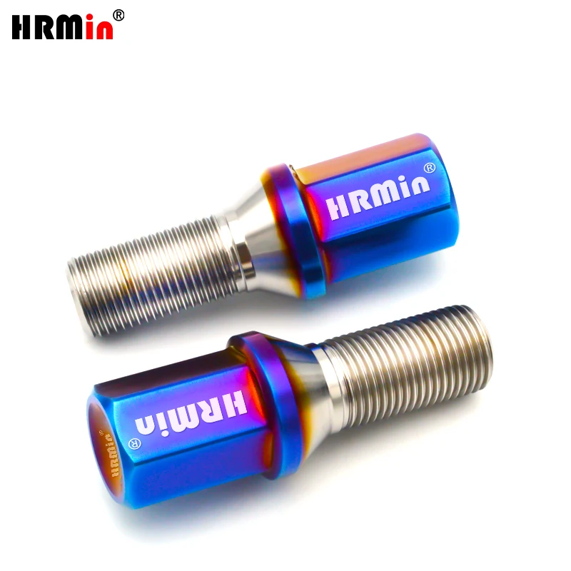 HRMin Factory Gr5 titanium  wheel bolt screws M14x1.5x28-38mm cone seat Long head For VW AUDI