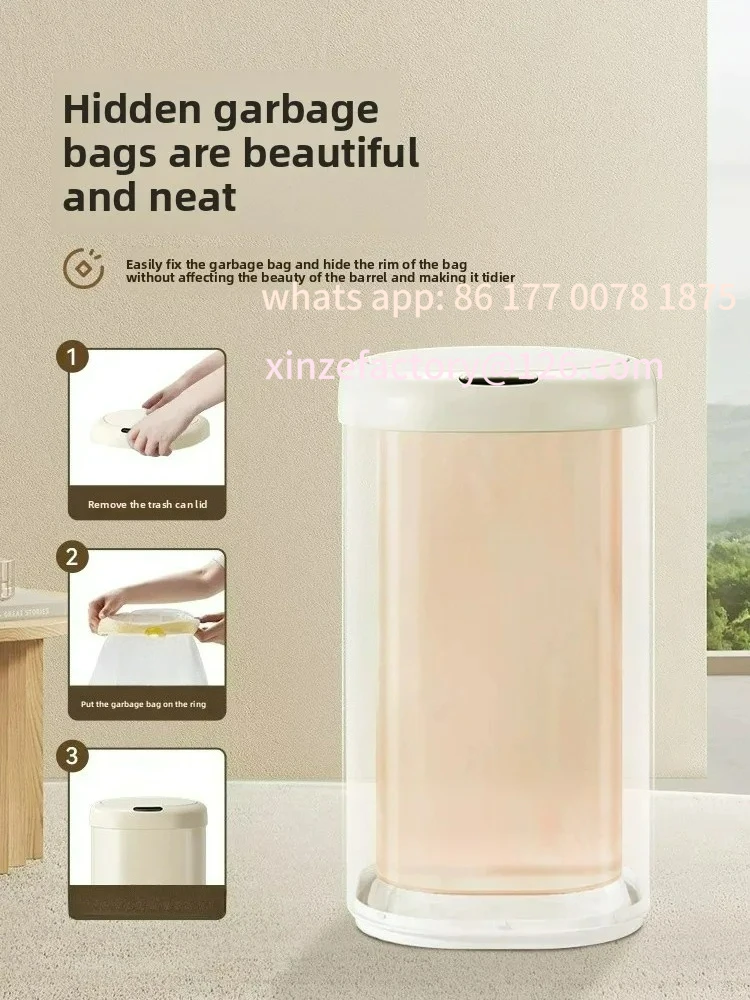Customizable Smart Sensor Tra Can Auatic Stainl Steel Round Bin 2L Capaci for Home Kitchen Batoom Luxury Mat