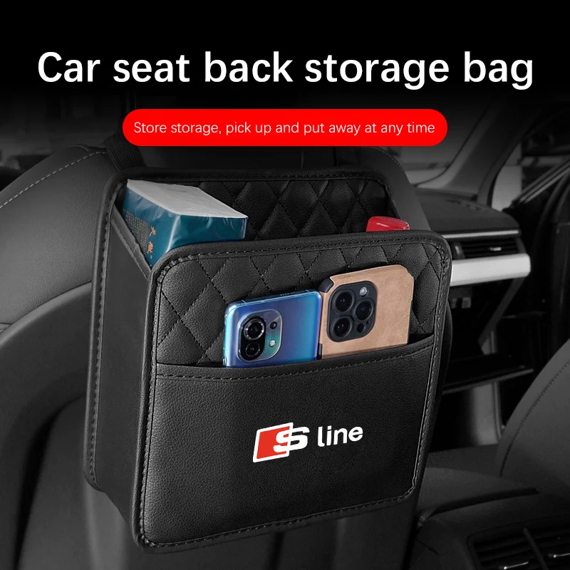 

Car Seat Hanging Storage Bag Organizer Rear Seat Pouch Tissue Box Trash Dustb For Audi S Line A3 A4 A5 A6 C7 A7 A8 Q3 Q5 Q7 TT