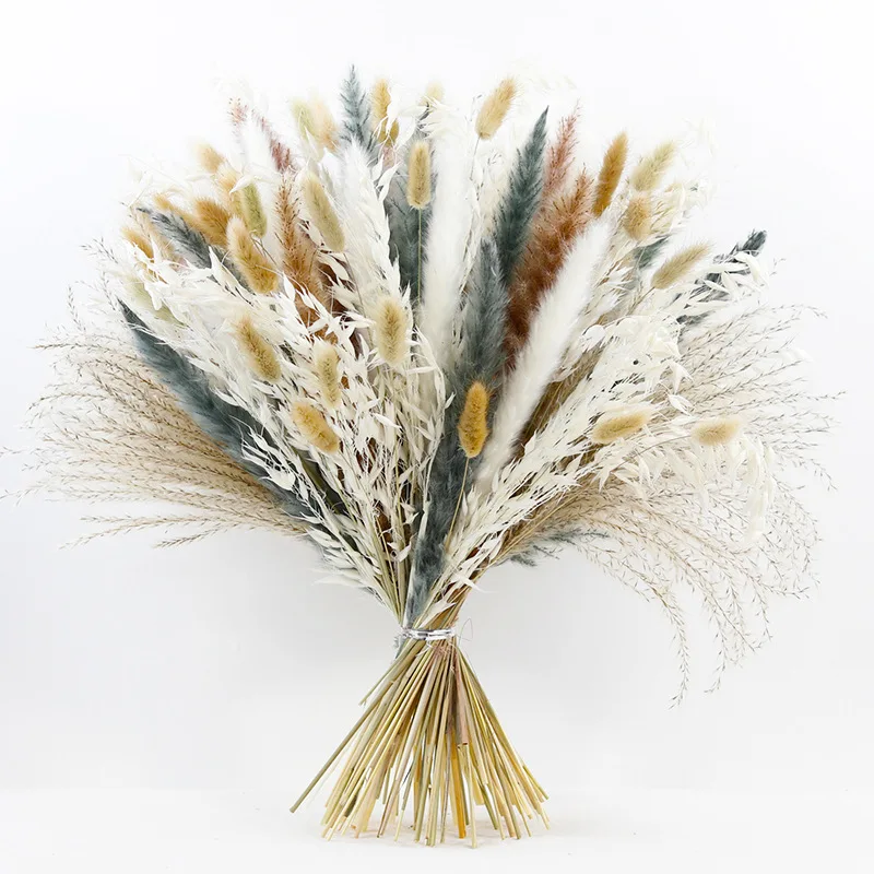 45cm Pampas Grass Bouquet Wedding Dried Flower Material Decorations Home Supplies Country Deco Decorative Flowers Table Props