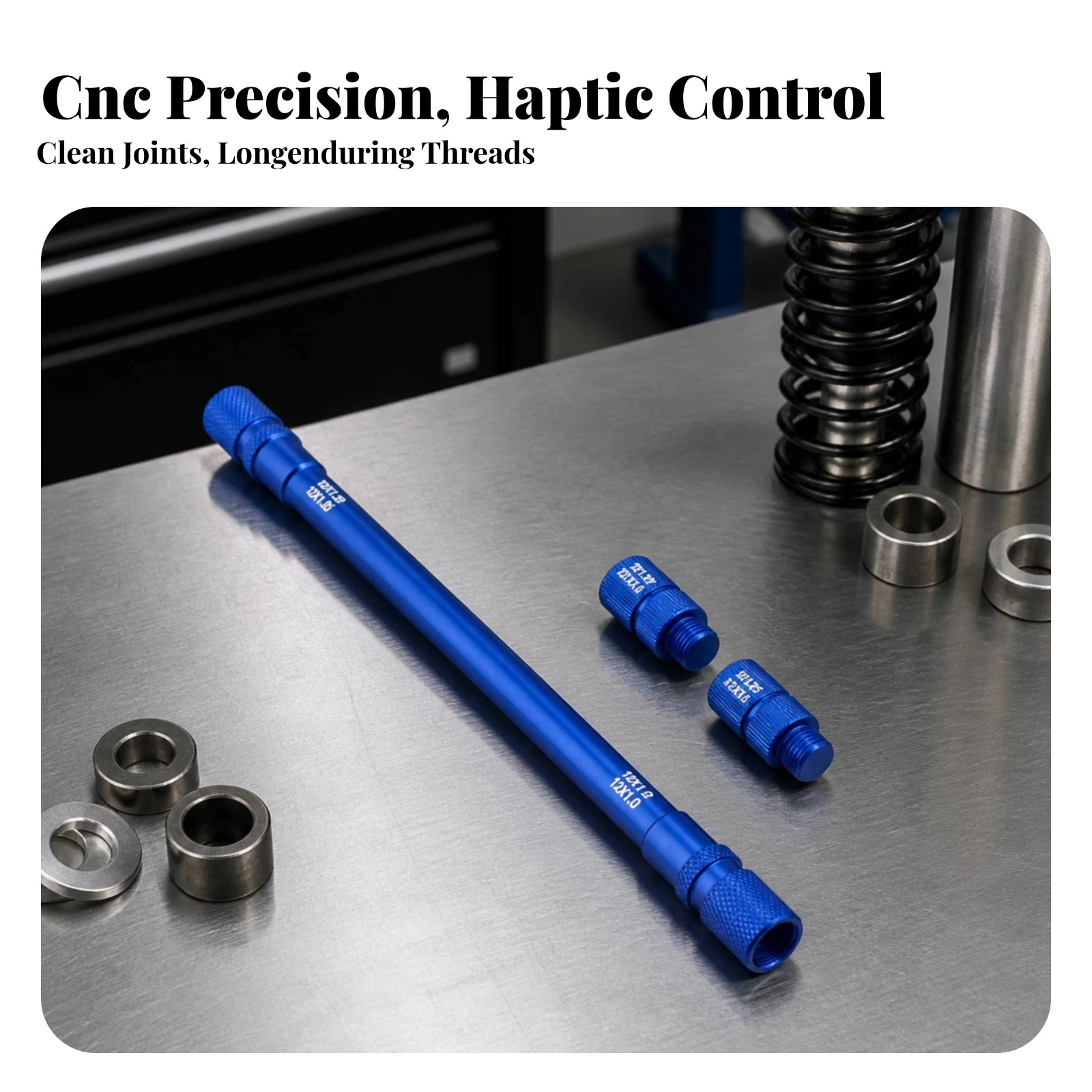 Shock Absorber Rod Tool with Adapters Knurled Front Fork Damping Core Tool Anodized Compatible for Riders, Repair Shop, Garage