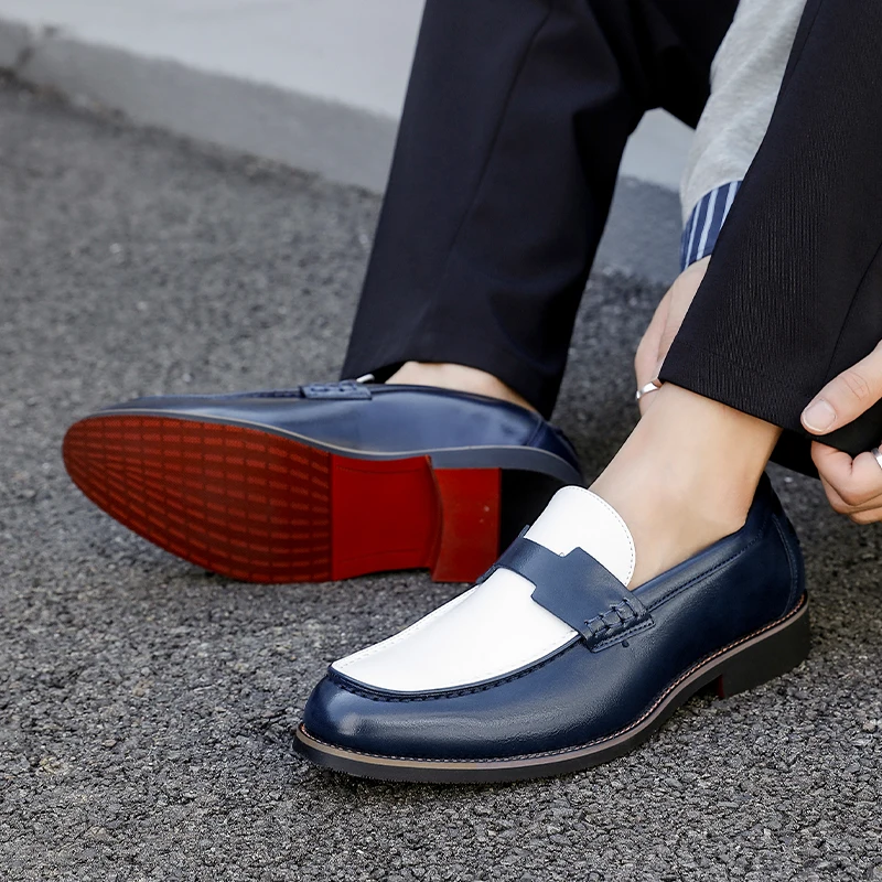 

Men Loafers PU Splicing Red Sole Fashionable and Comfortable Gentlemen Business Formal Shoes