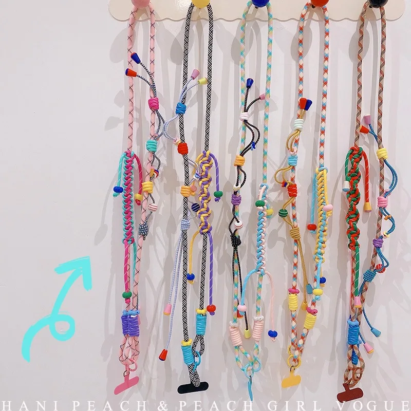 Braided Crossbody Phone Strap for Women Colorful Dopamine Creative Small Batch Silicone Pad Daily Portable Lanyard
