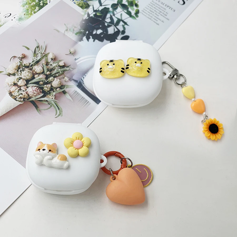 cartoon Cover For QCY HT08A /HT07 /C50 /N70 / N60 AilyBuds Pro+ /T29 Silicone Earphone cover with keychian for QCY C50 case