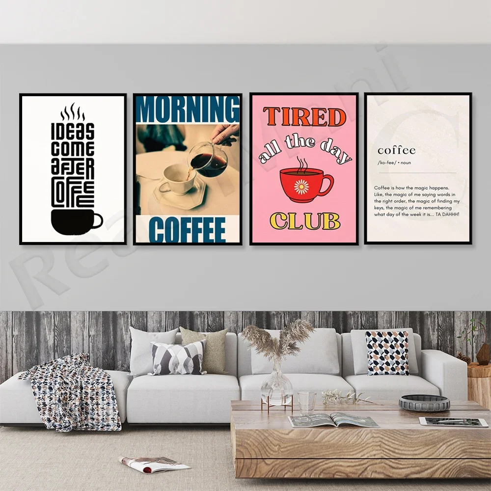 

Good morning coffee poster, great creative abstract painting after coffee typography urban modern art coffee prints,