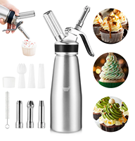 250ml,500ml ,1000ml,Stainless Steel Professional Whipped Cream Dispenser with Stainless Steel Nozzles Whipped Cream Dispenser