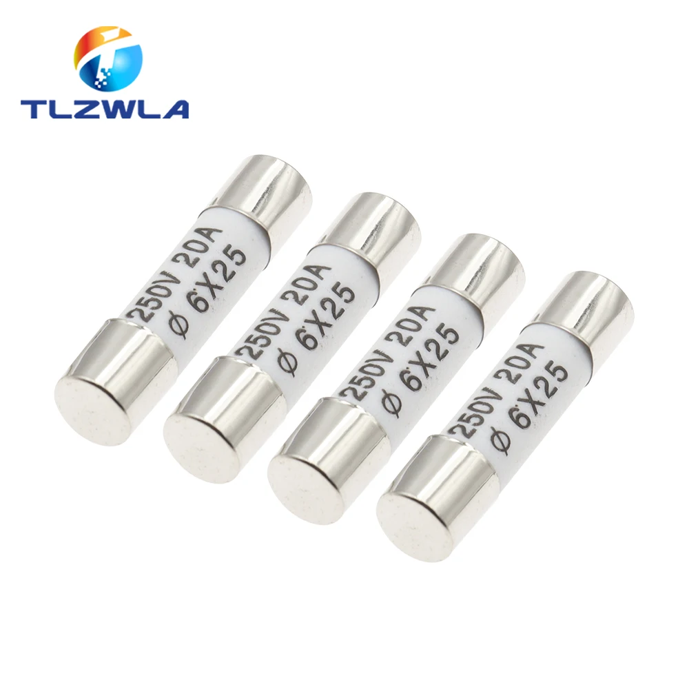 

10PCS 6*25mm Ceramic Fuse 6*25 Ceramic insurance Tube 6X25MM 0.5A 1A 2A 3A 5A 6A 7A 8A 10A 15A 20A 25A 30A 250V RO57 Fuse BS1362