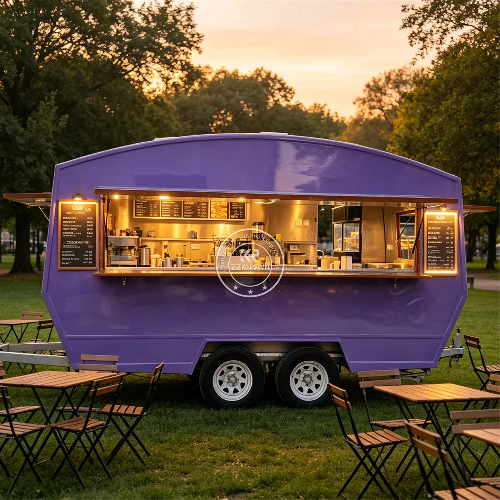 Customized Mobile Street Food Trailer Street Vending Hamburger Snack Cart Shawarma Bbq Grill Barbecue Fast Food Truck For Sale