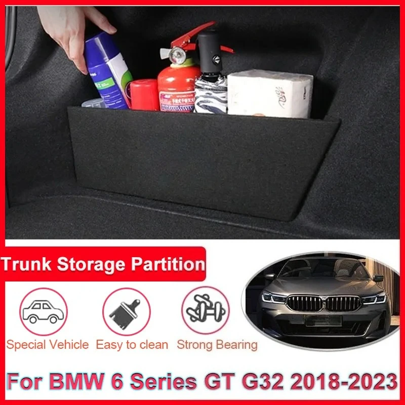 Car Trunk Storage Partition Box For BMW 6 Series Sport GT G32 2018-2023 Side Storage Auto Part Interior Accessories Rear Sorting