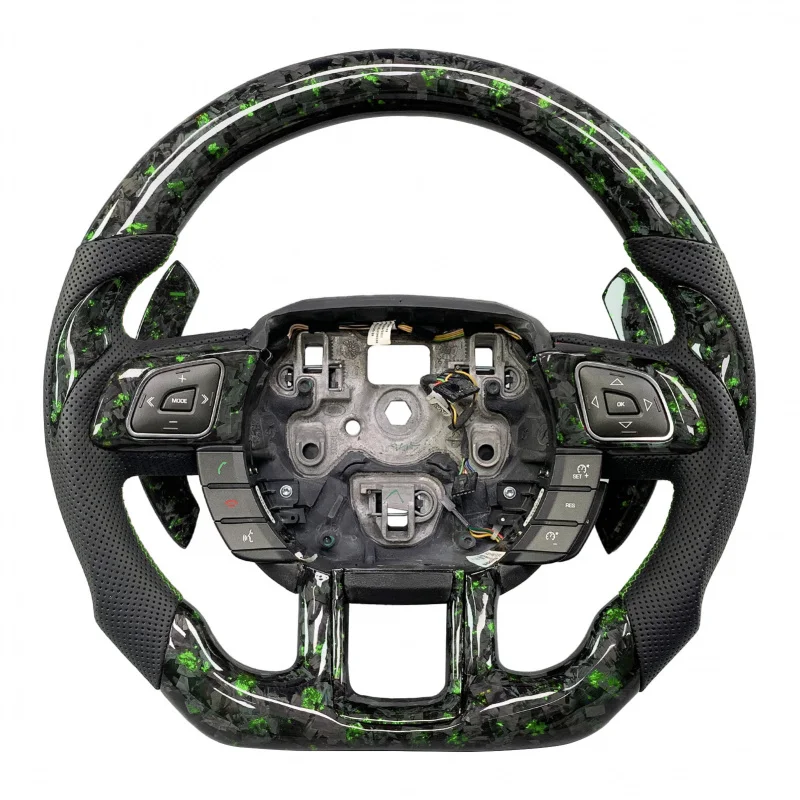 

SAAR для Land Rover Range Rover Evoque 2011-2019, зеленое кованое рулевое колесо из углеродного волокна, наппа, перфорированное кожаное рулевое колесо