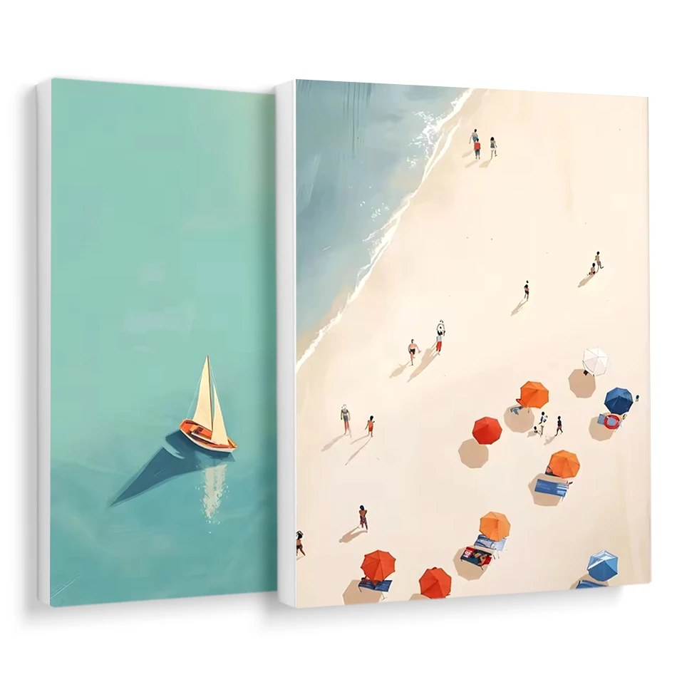 

RUOPOTY Paint By Numbers Coloring For Adults Seaside beach scenery Picture Drawing Watercolor Digital Frame Draw Adult Coloring