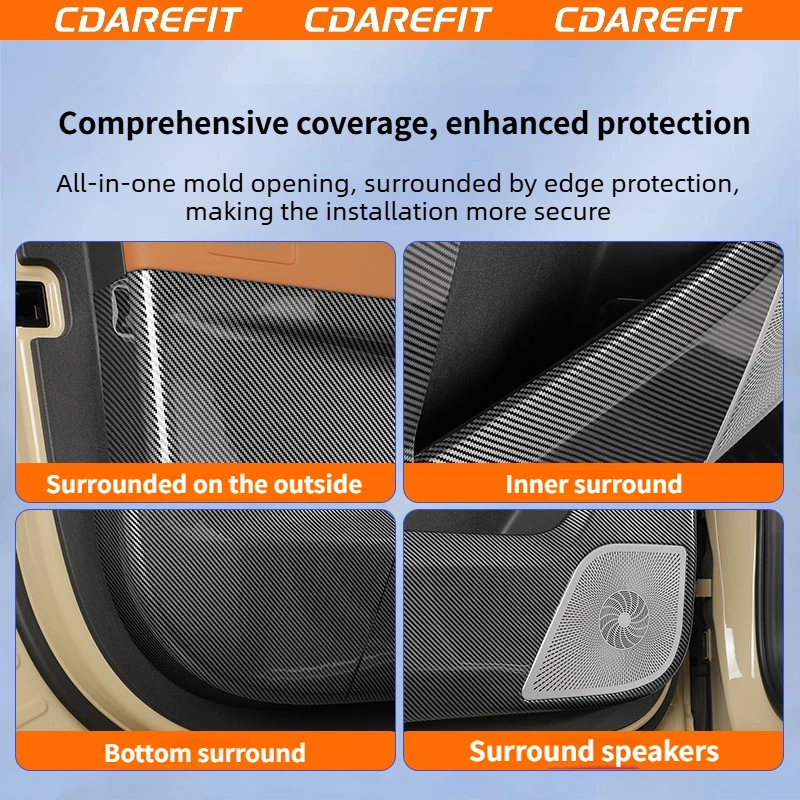 For Chery iCAR V27 / iCAUR V27 All inclusive package - door kick protection panel scratch protection carbon fiber pattern