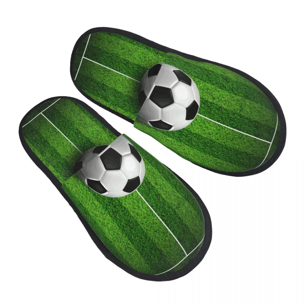 Winter Slipper Woman Man Fluffy Warm Slippers Soccer On Grass Field House Slippers Shoes