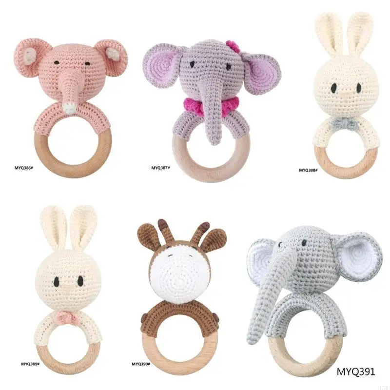 

97BE Rattle Toy Natural Shaker Rattle for Hand Grip Boy Girl First Rattle Gift