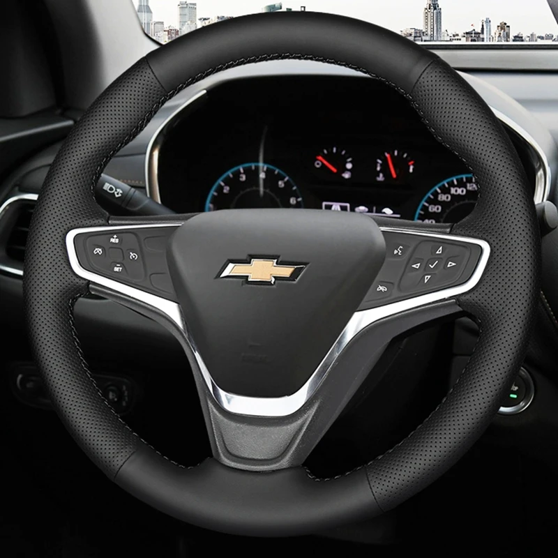 Juste de volant de voiture en cuir microcarence personnalisée, respirante non ald, adaptée pour Chevrolet Malibu XL 2015-2019, Equinox 2017-2019