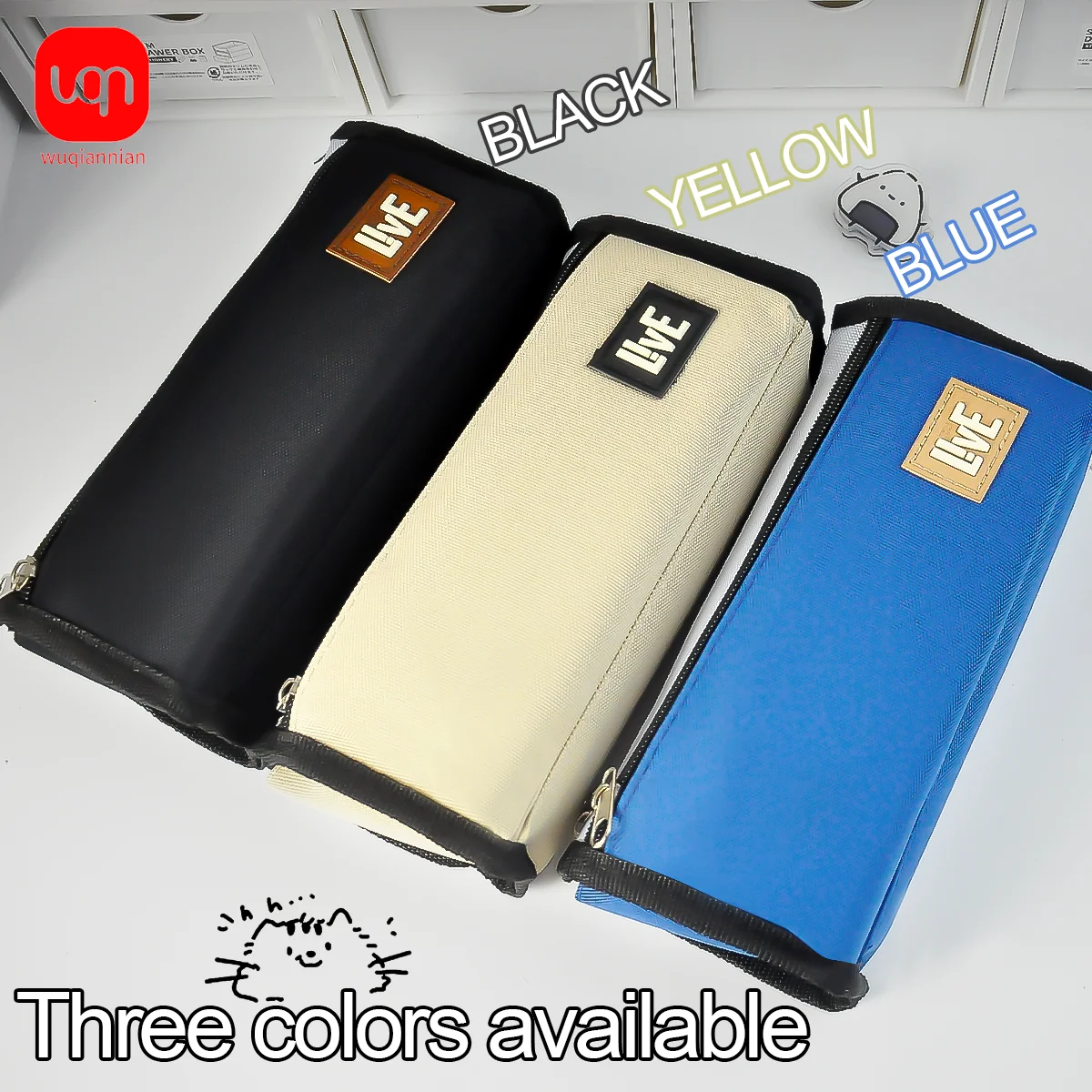 

WQN-1PC Minimalist Pencil Case Features A Large-Capacity Double-Zipper Design And Is A Durable School And Stationery Item