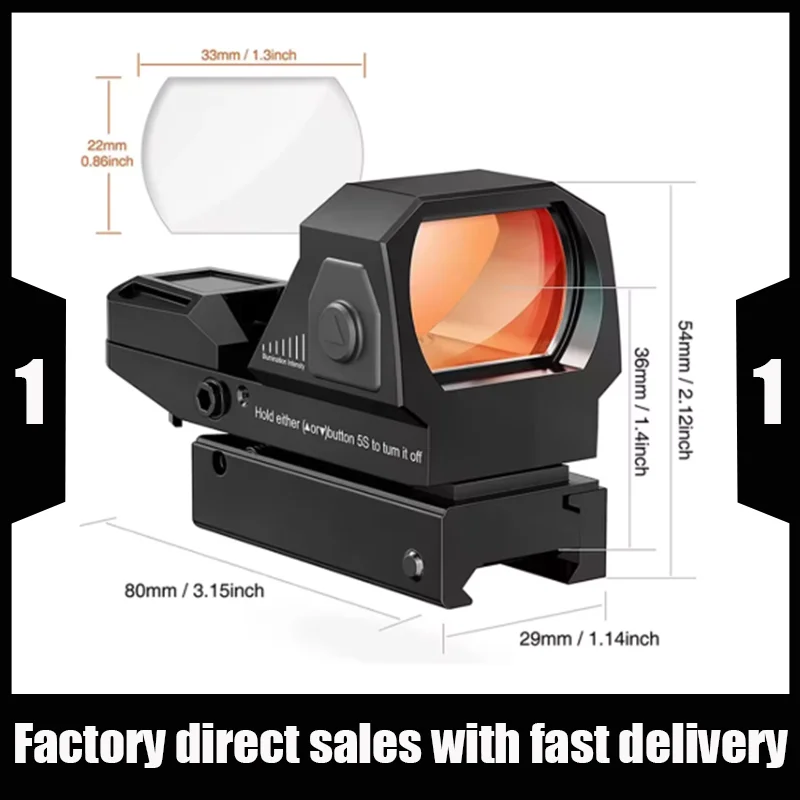 Mini Red Dot Sight, Hunting Rifle Scope, Rifle Scope, Rifle Scope, Rail Mounted, 4 Reticles, DulGun Rifle Scope, Daily, 1x22x33m