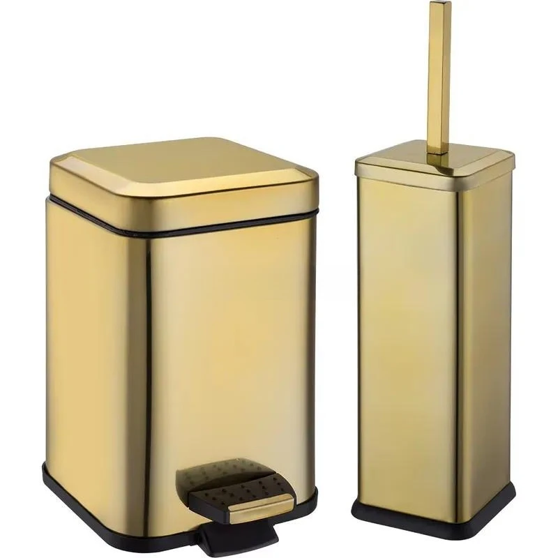 Square Stainless Steel Trash Can with Pedal New Open Top Design for Home Kitchen Bathroom Office Waste Bin