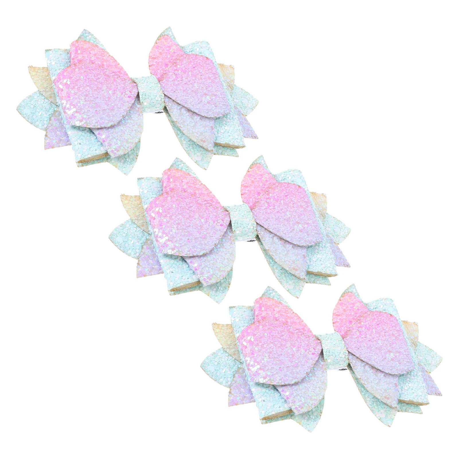 

3 Pcs Bow Straw Decoration Cap Toppers Bling Water Cup Drink Stirrers Artificial Clip Bows Child Glitter