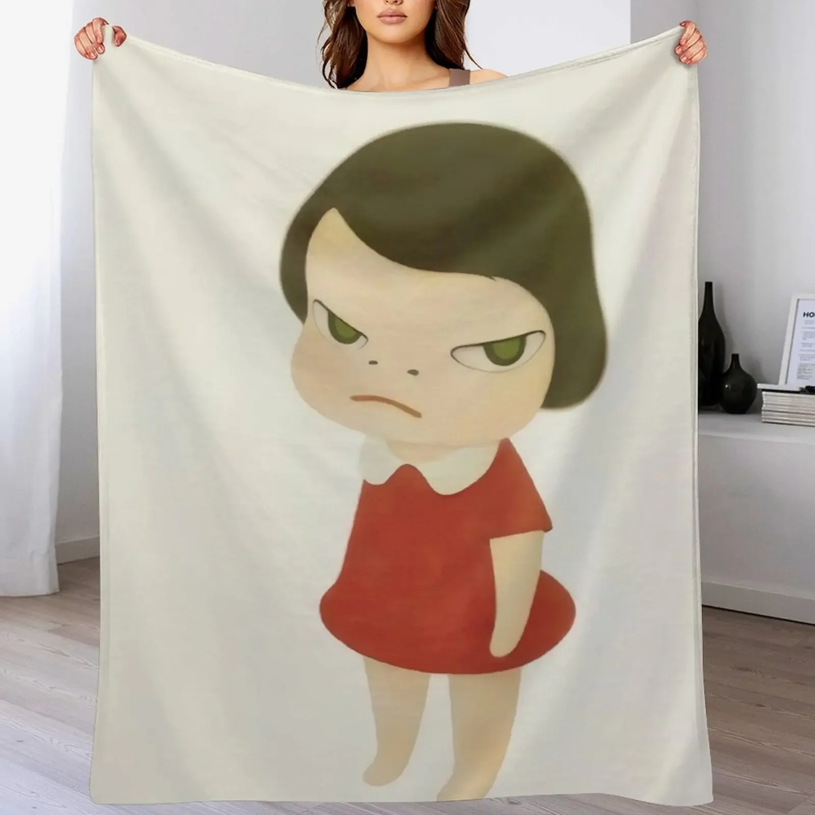 

yoshimoto Nara cute baby girl in a red dress 0aint Throw Blanket Cute Plaid Travel Custom Luxury St Blankets