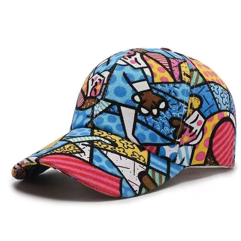 

New Women Men Cartoon Print Baseball Caps Female Male Lip Four Seasons Faloral Visors Snapback Cap Hat For Women Men