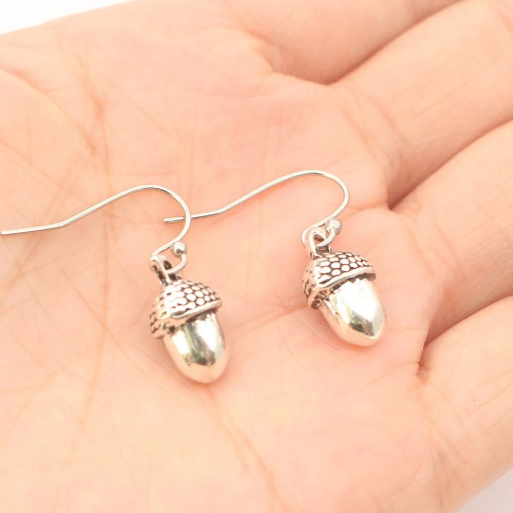 Acorn Earrings, acorn Jewelry. delicate nature strength symbol everyday jewelry. Oak Nut Earrings gift for her view 3