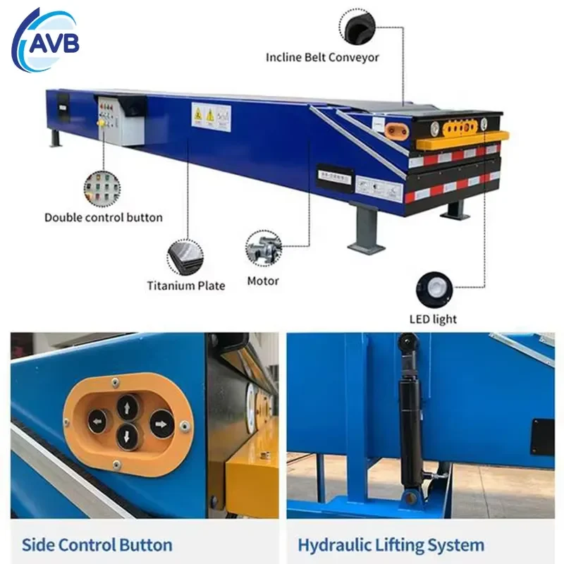 Multiple Sections Container Loading /Unloading Conveyor Animal Feed Telescopic Belt Conveyor