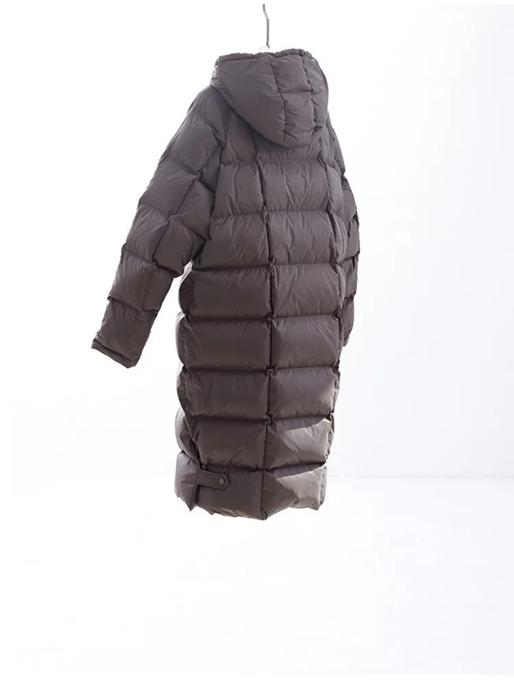 Filling Material: Duck Down~Couple Style Long Over-The-Knee down Jacket, Unisex Black Coat for Petite Individuals, New Winter Model