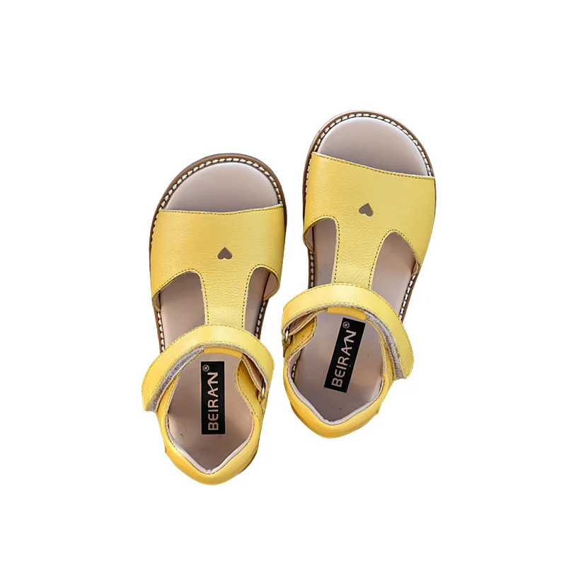 

Girls Sandals Genuine Leather Sandal for Toddler Girls Kids T-Strap Summer Sandal with Heart Design Children’s Non-Slip Flats