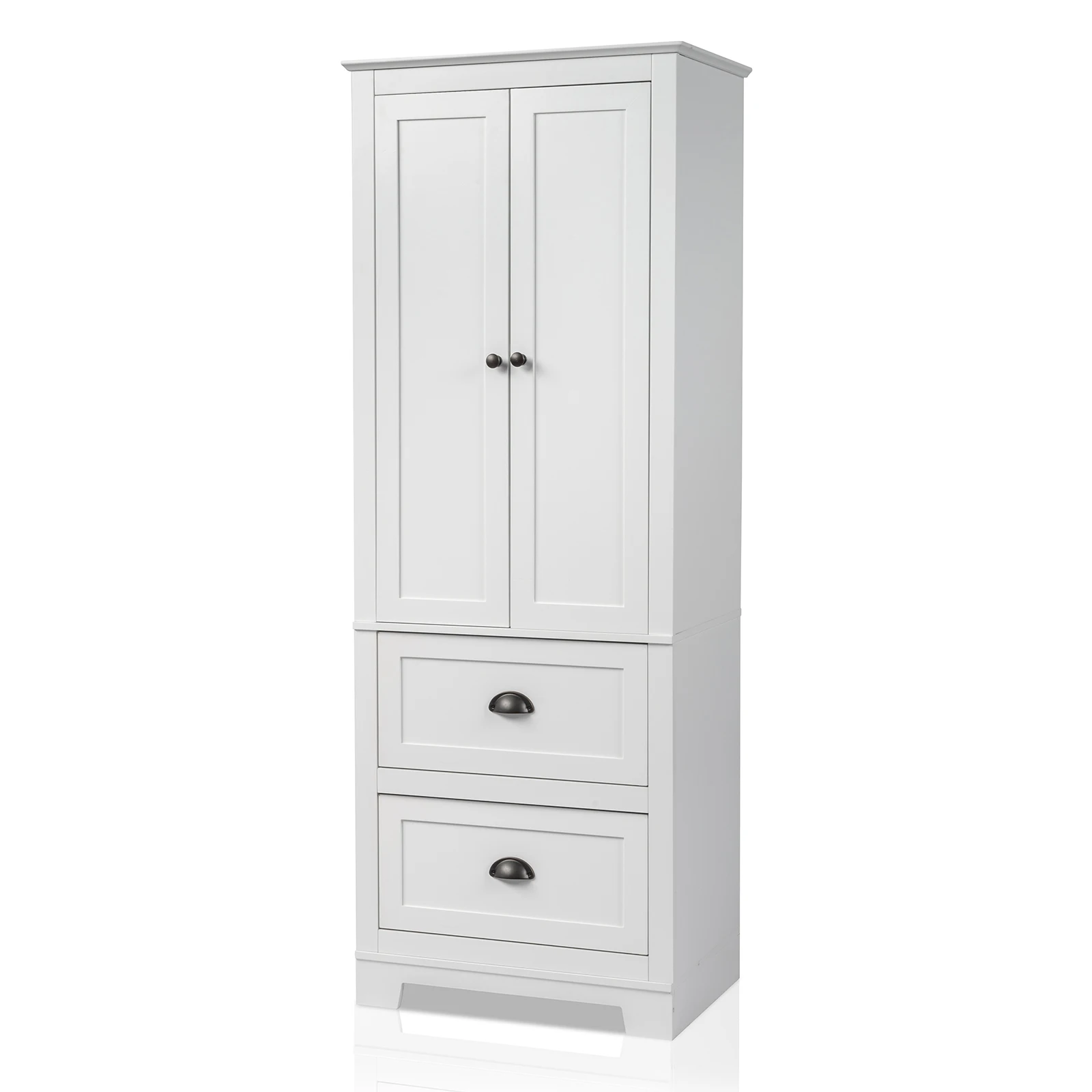 FCH MDF Spray Paint 2 Doors 2 Pumps Bathroom Cabinet White