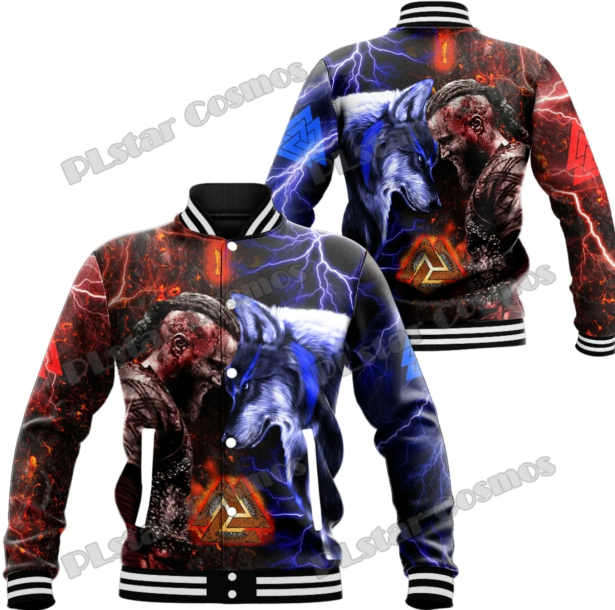 

Mystical Raven And Wolf Tattoo 3D Printed Men's Baseball Jacket Winter Unisex Casual Bomber Full-Snap Varsity Jacket AK19