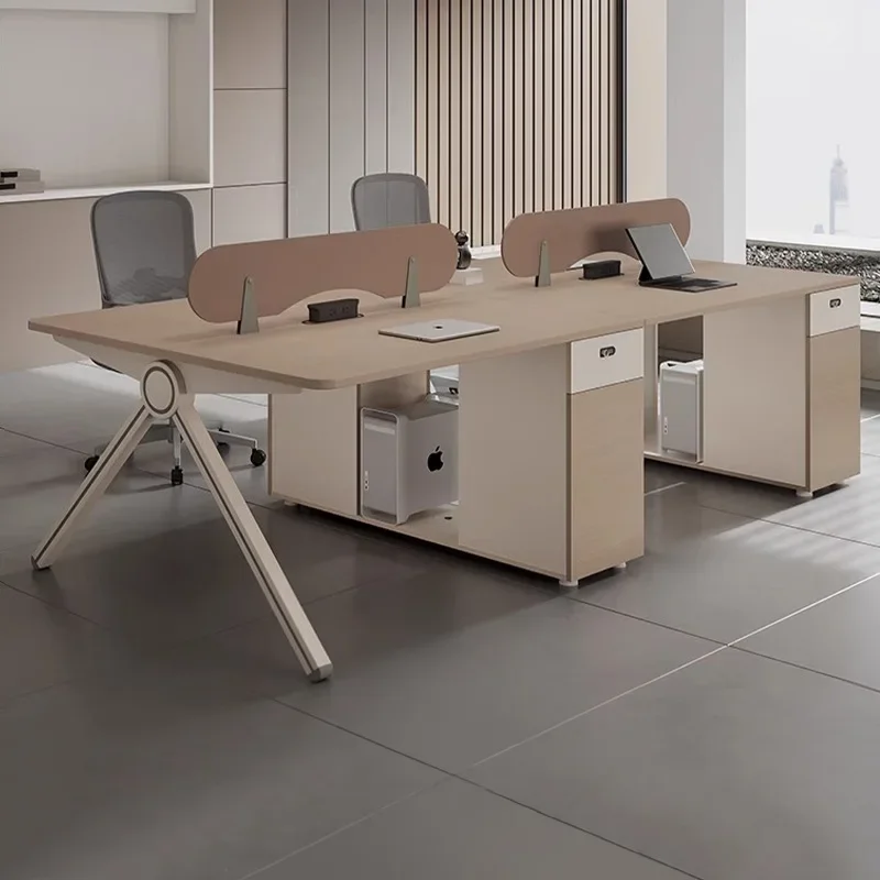 Modern Simple Double Computer Desk for Office Ergonomic Design Anti-Tip Design Compact Size Stable Structure Reinforced Frame