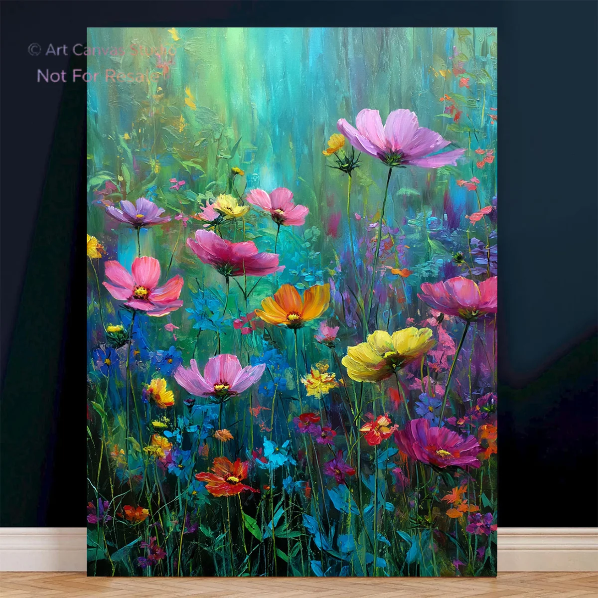 55X80CM2D , [2D ]1pcs,Wrapped Wooden Decorative Paintings, Enchanted Wildflower Garden - Wrapped Wooden Framed Canvas Painti