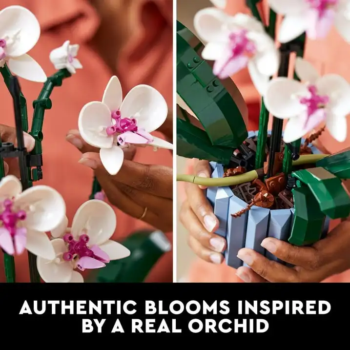 Botanicals Orchid - Artificial, Fake Indoor Flowers Building Set for Home, Kitchen