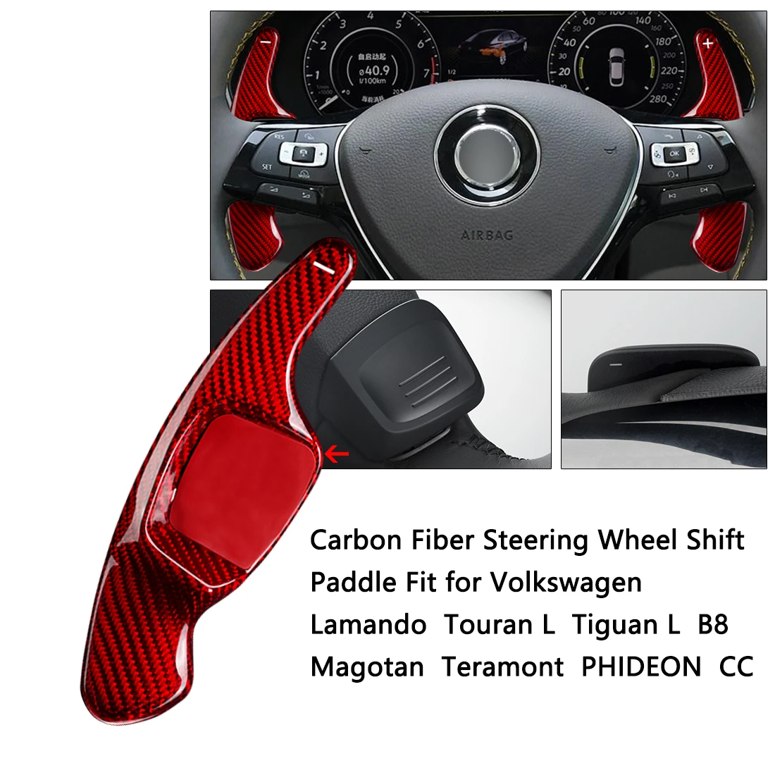 Pale del cambio del volante in fibra di carbonio per VW Lamando Touran L Tiguan L B8 Magotan Teramont PHIDEON CC Car Paddle Shifter