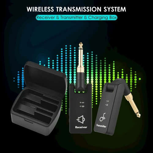 Imagen 2 del producto M-VAVE WP-8 Sistema de transmisión inalámbrica Receptor y transmisor de guitarra eléctrica Batería incorporada con caja de carga 3,5 mm y 6,35 m