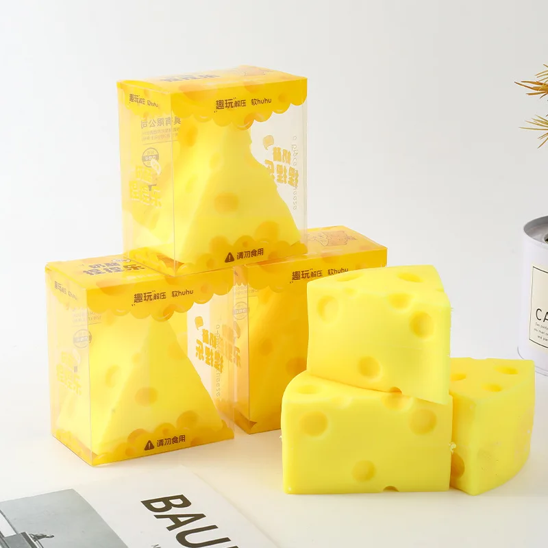 

2026 New Kids Adult Squeeze Toy Simulation Cheese Squeeze Toys Soft Cute Decompressing Pinching Cheese Sticky Slow Rebound