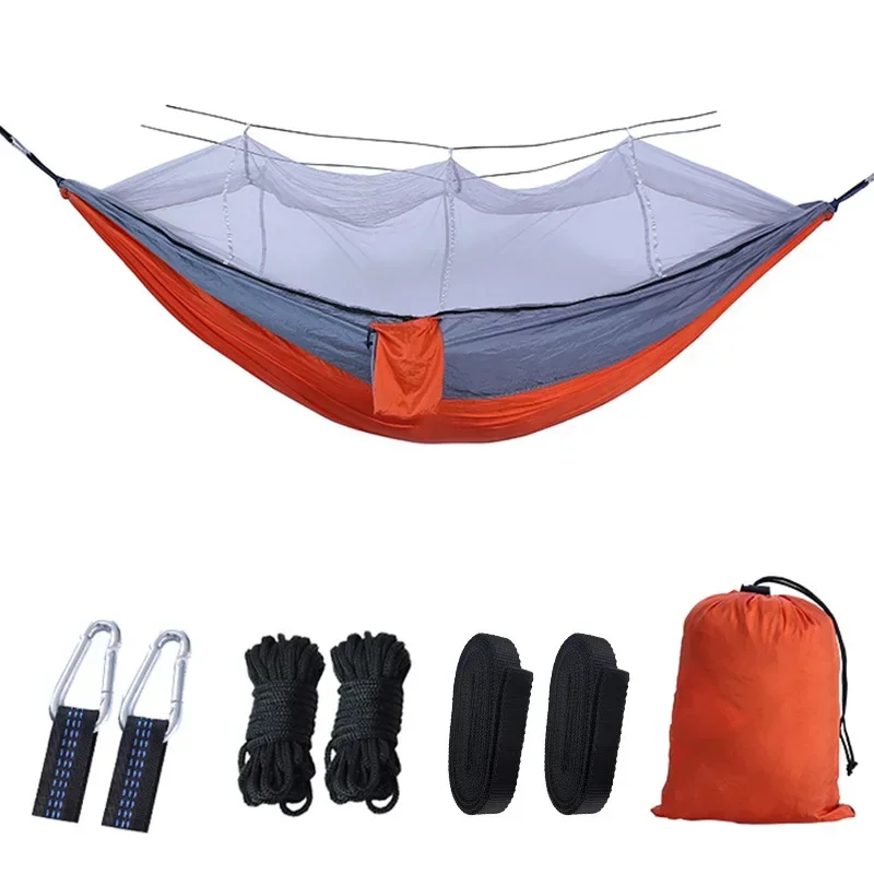 Anti-tip-over Color Matching Hammocks with Mosquito Net Outdoor Recreation Swing Camping Equipment Portable Travel Supplies