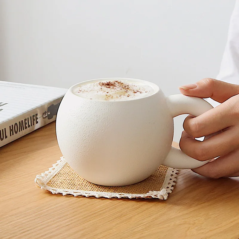 350ml Solid Color Family Coffee Cup Matte Frosted Coffee Cup With Large Ears Chubby Mug Ceramic Exquisite Coffee Cup