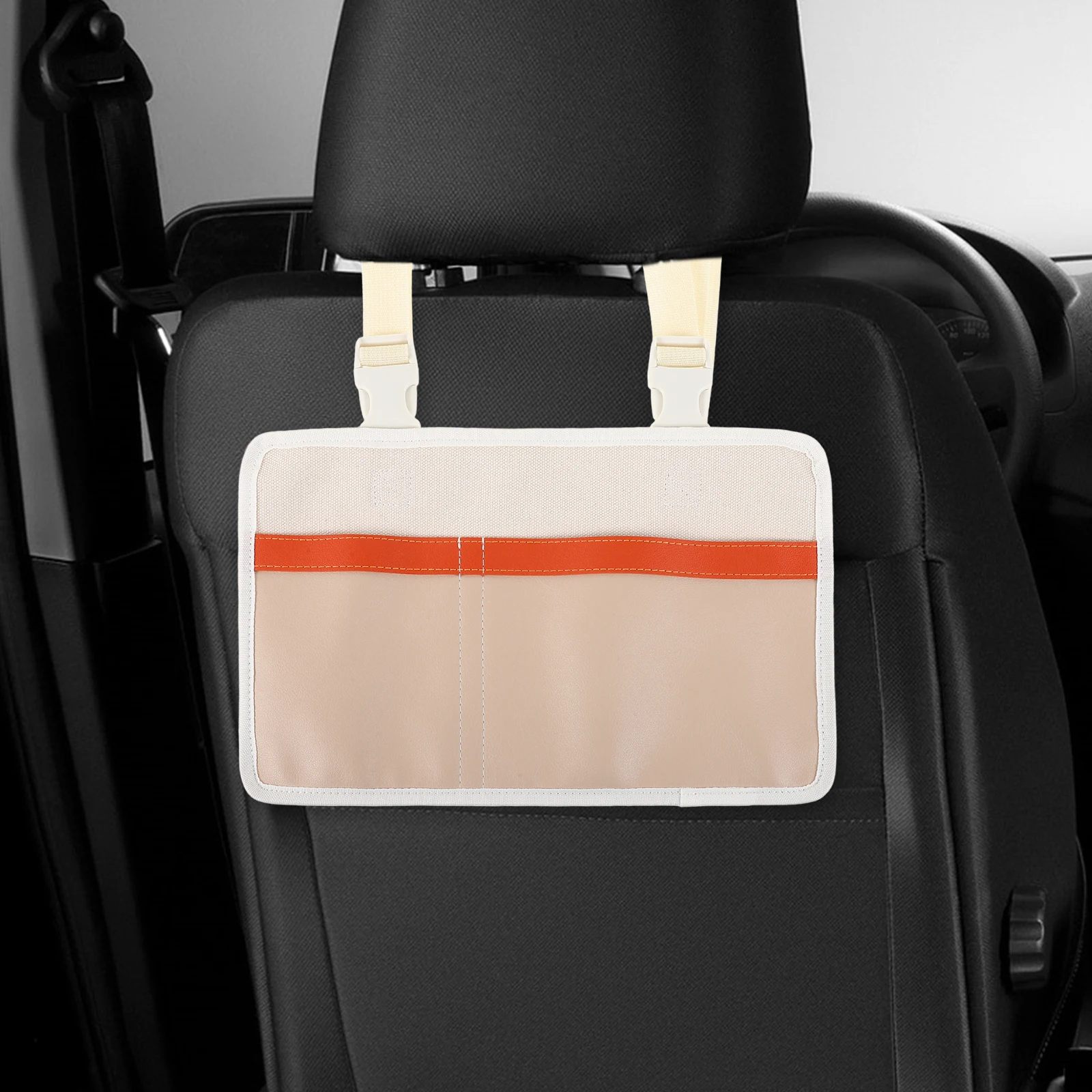 

Multifunctional Pu Car Seat Back Storage Bag Hanging Organizer For Bedside Camping Fold Up Beach Chair Durable Easy Clean Large