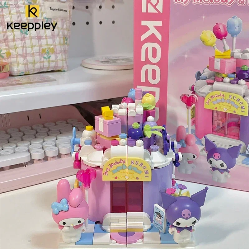 

Original Keeppley Sanrio Building Block Kuromi My Melody Street View Sweet Companion Model Decoration Children's Toys Girl Gift