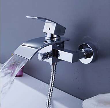 Vidric brass chrome finished wall mounted bath and shower faucet exposed B&S waterfall faucet