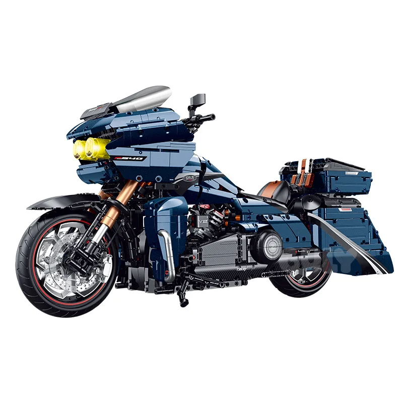 GULY Large Racing Motorcycle series Building Blocks LED City MOC Street Motorbike Model DIY Bricks Toys for Boys Adult Gifts