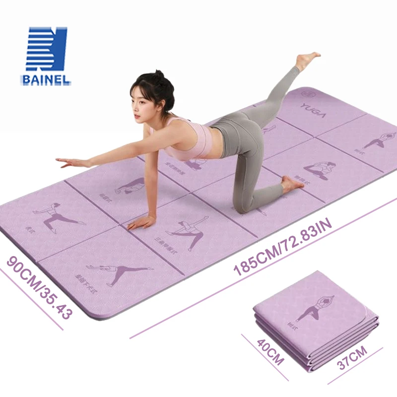 90*185cm Foldable Yoga Mat TPE Easy To Store for Travel Exercise Mat for Yoga Pilates Home Workouts and Floor Exercises
