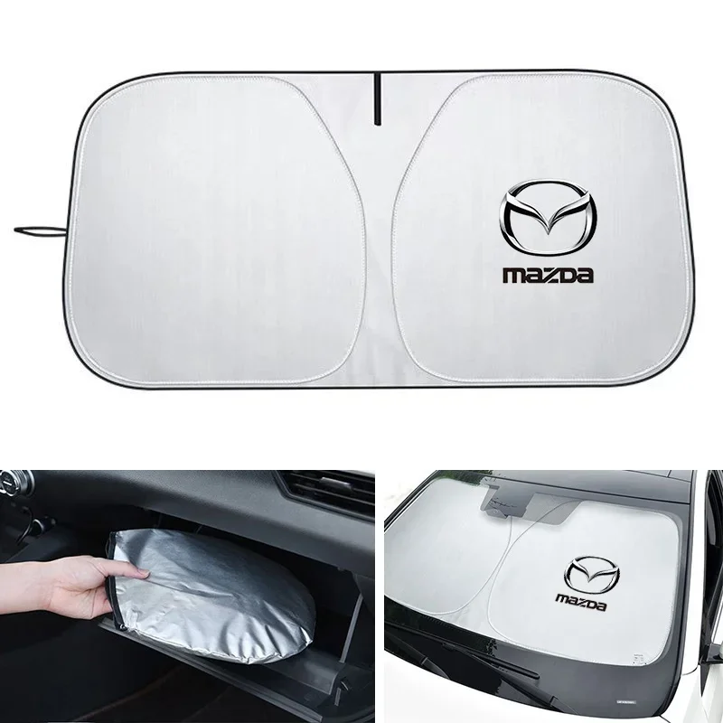 Image of Auto-Windschutzscheiben-Sonnenschutzabdeckungen, Frontscheiben-Schutz, Sonnenschirm für Mazda 2 3 6 8 CX4 CX-5 CX-7 CX-9 CX-3 Atenza Zubehör