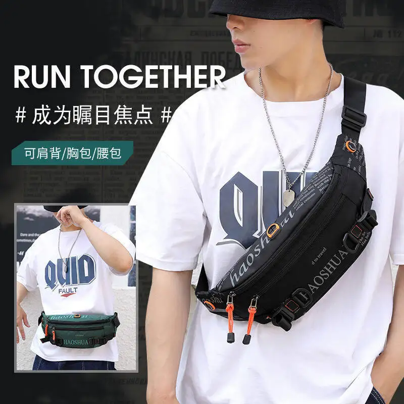 Exclusive New Outdoor Fashion  Men's Street Trend Duffle Bag Travel Bag Chest Crossbody Sports Running Close-fitting Bags Waist