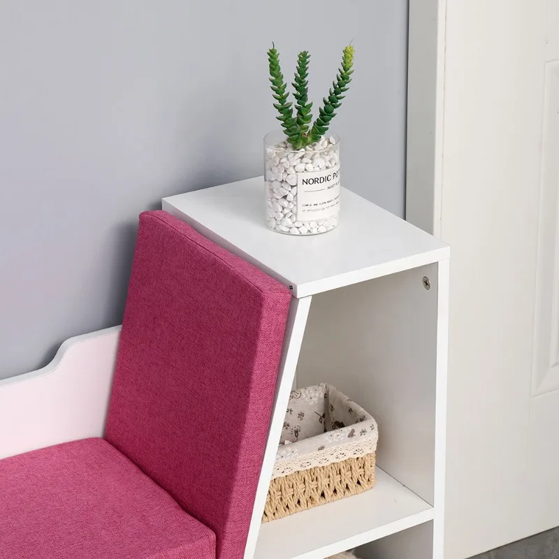 Shoe stool, locker rack, hallway cabinet holder with soft seat cushion